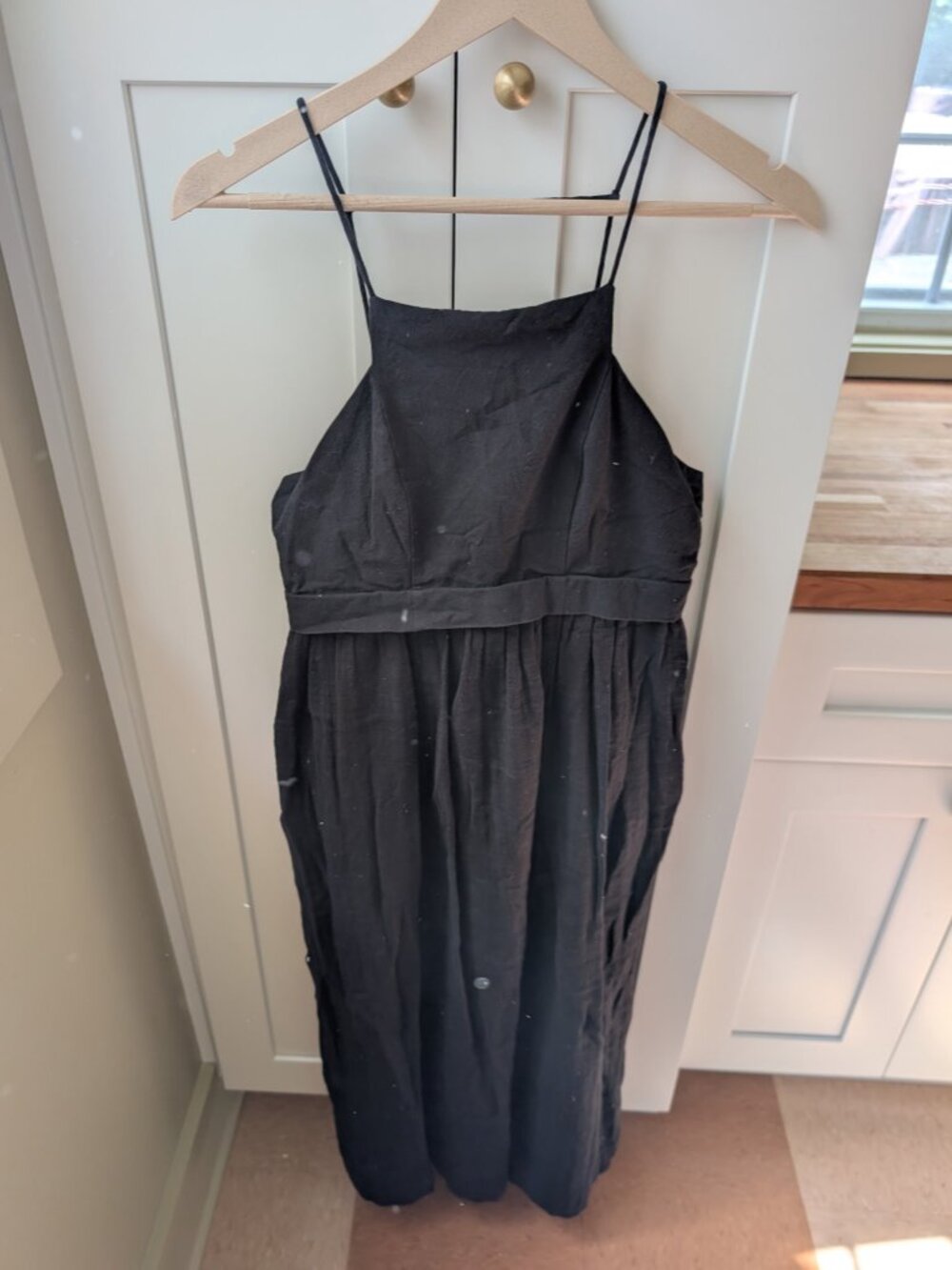 Free People Black Linen Mid Length Dress – Size Small - Picture 2 of 5